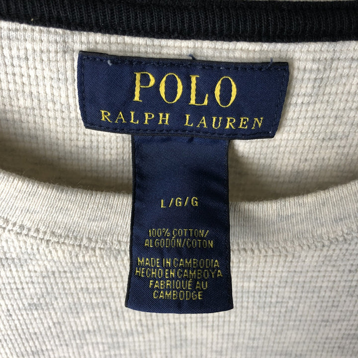 Ralph Lauren POLO RALPH LAUREN Thermal Long T-Shirt Men's Size L cotton ivory Vintage Second Hand