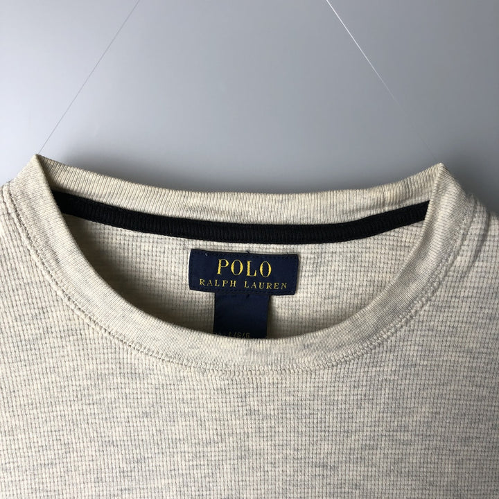 Ralph Lauren POLO RALPH LAUREN Thermal Long T-Shirt Men's Size L cotton ivory Vintage Second Hand