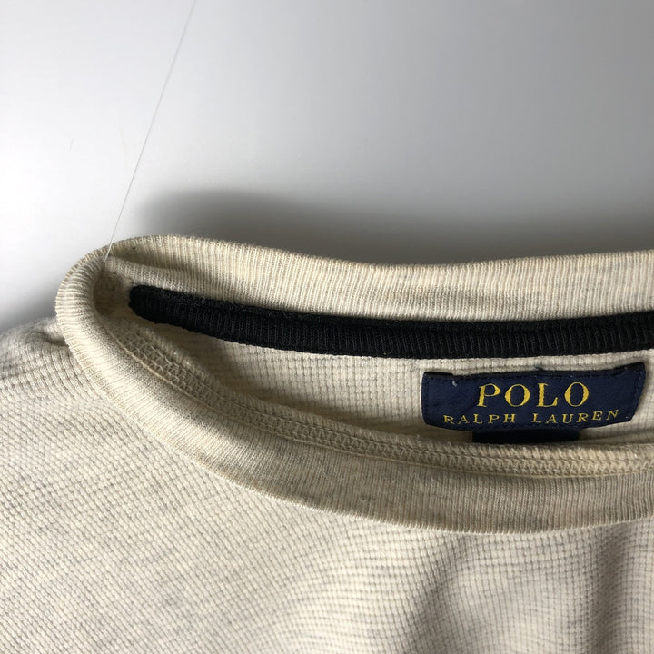Ralph Lauren POLO RALPH LAUREN Thermal Long T-Shirt Men's Size L cotton ivory Vintage Second Hand