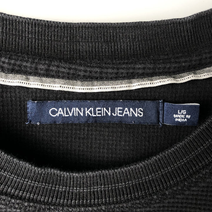 Vintage Calvin Klein Jeans Thermal Long T-Shirt, Waffle, Men's Size L cotton black type Vintage Second Hand