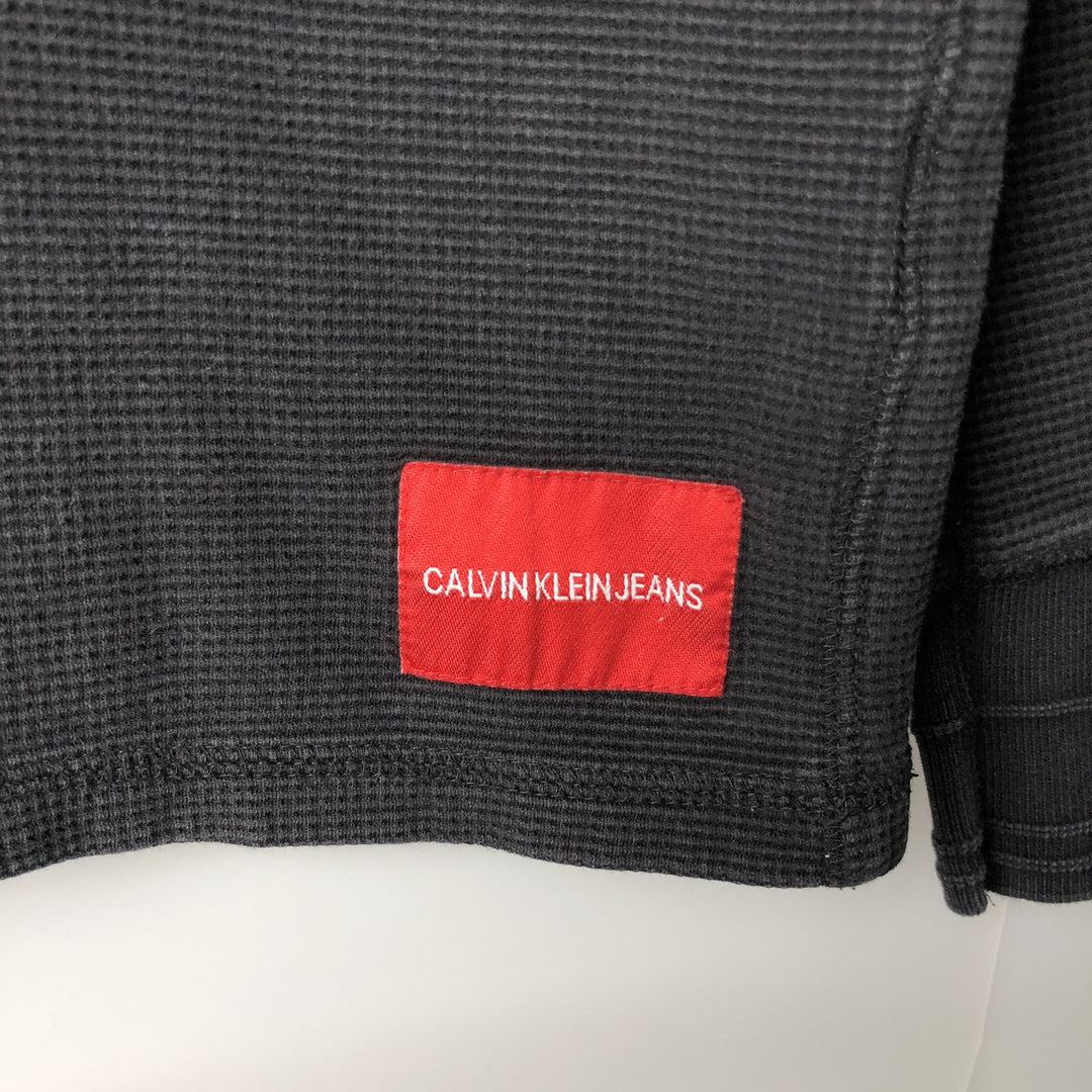 Vintage Calvin Klein Jeans Thermal Long T-Shirt, Waffle, Men's Size L cotton black type Vintage Second Hand