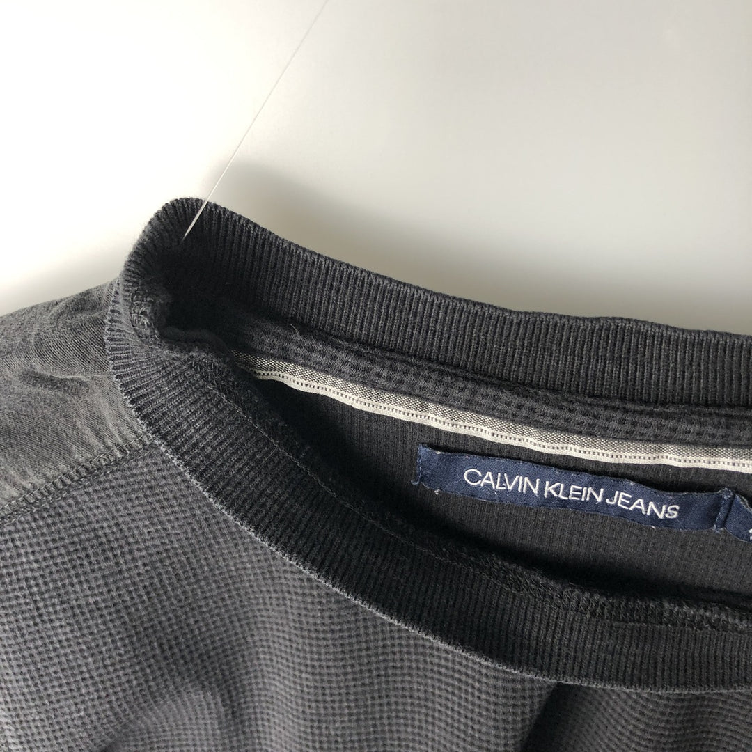 Vintage Calvin Klein Jeans Thermal Long T-Shirt, Waffle, Men's Size L cotton black type Vintage Second Hand