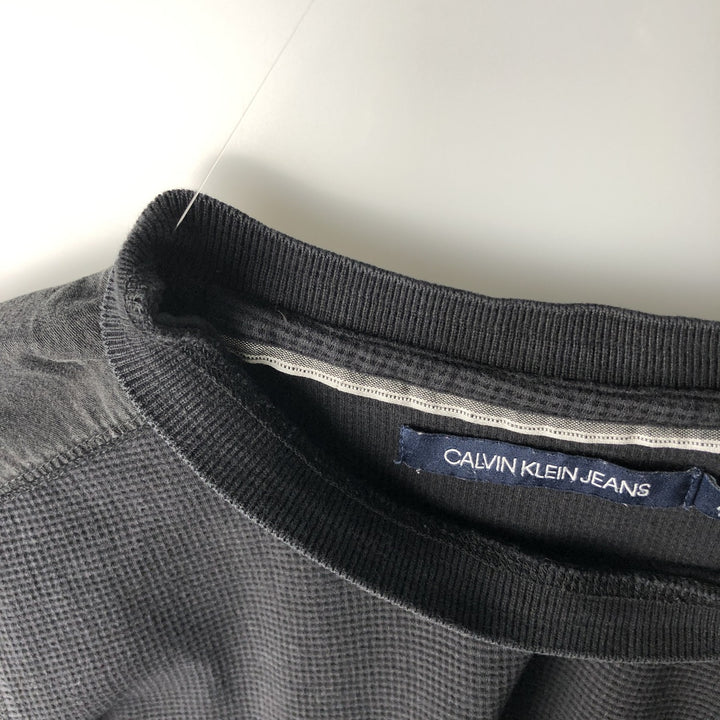 Vintage Calvin Klein Jeans Thermal Long T-Shirt, Waffle, Men's Size L cotton black type Vintage Second Hand