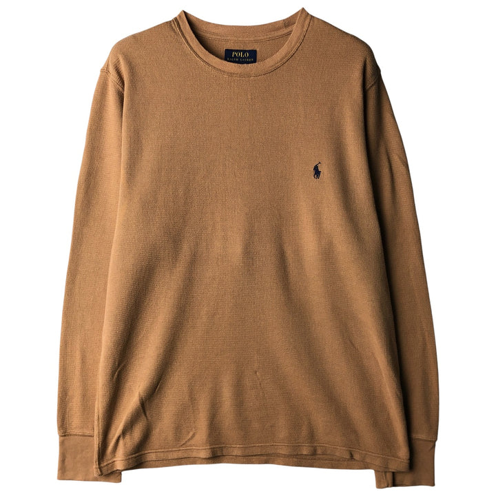 Ralph Lauren POLO RALPH LAUREN Thermal Long T-Shirt Men's Size L cotton beige type brown Vintage Second Hand