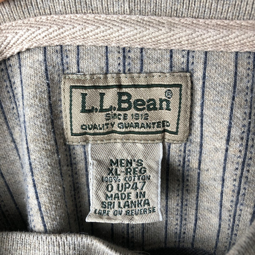 90s-00'S LLBean Stripe Pattern Multi-Stripe Henley Neck Long T-Shirt, Men's Size XL cotton Beige type Vintage Second Hand