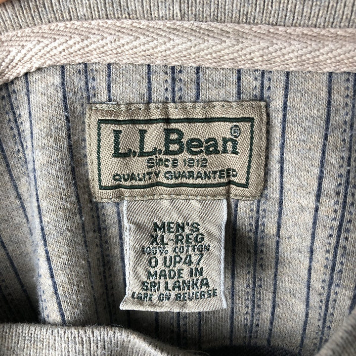 90s-00'S LLBean Stripe Pattern Multi-Stripe Henley Neck Long T-Shirt, Men's Size XL cotton Beige type Vintage Second Hand