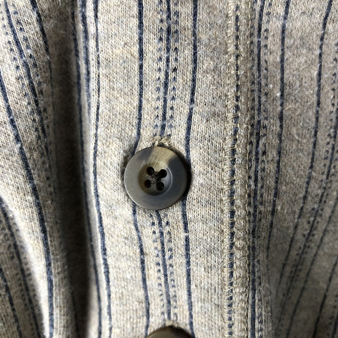 90s-00'S LLBean Stripe Pattern Multi-Stripe Henley Neck Long T-Shirt, Men's Size XL cotton Beige type Vintage Second Hand