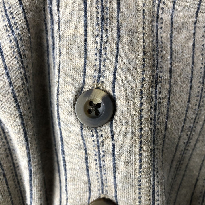 90s-00'S LLBean Stripe Pattern Multi-Stripe Henley Neck Long T-Shirt, Men's Size XL cotton Beige type Vintage Second Hand