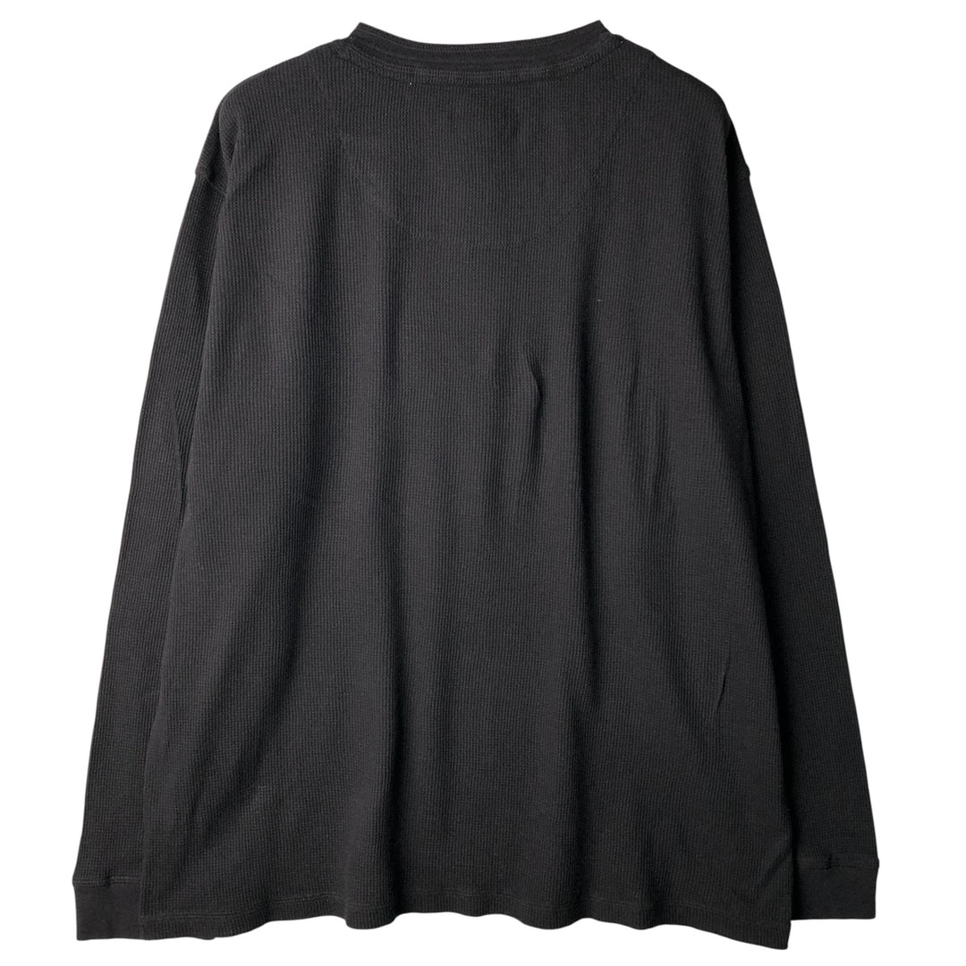 Pierre Cardin Henley neck thermal long T-shirt, men's XL cotton black type Vintage Second Hand