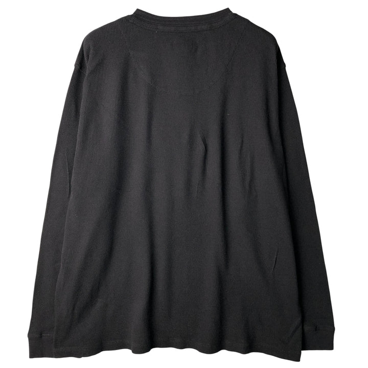 Pierre Cardin Henley neck thermal long T-shirt, men's XL cotton black type Vintage Second Hand