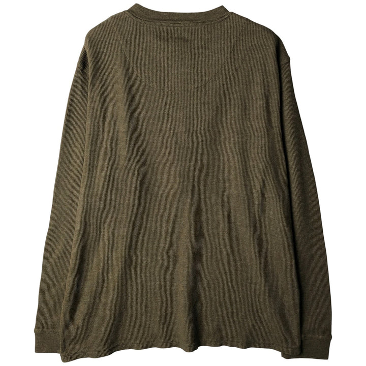 Pierre Cardin Henley neck thermal long T-shirt, men's size L cotton Khaki type Vintage Second Hand