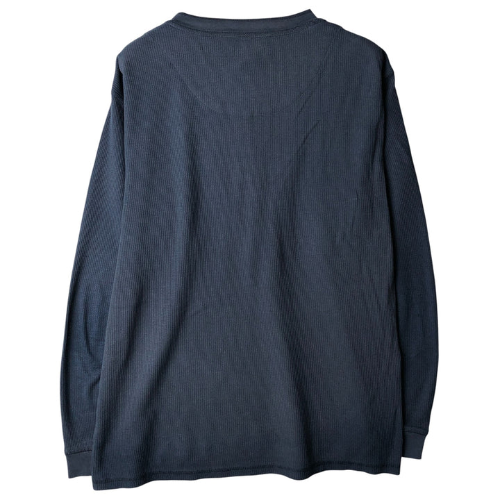 Pierre Cardin Henley neck thermal long T-shirt, men's size M cotton navy blue type Vintage Second Hand