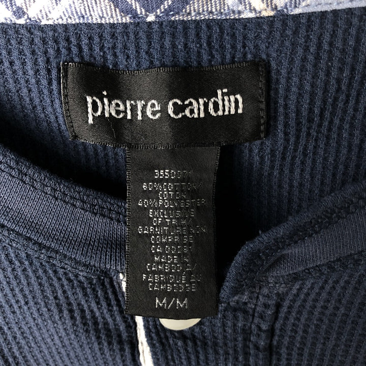 Pierre Cardin Henley neck thermal long T-shirt, men's size M cotton navy blue type Vintage Second Hand