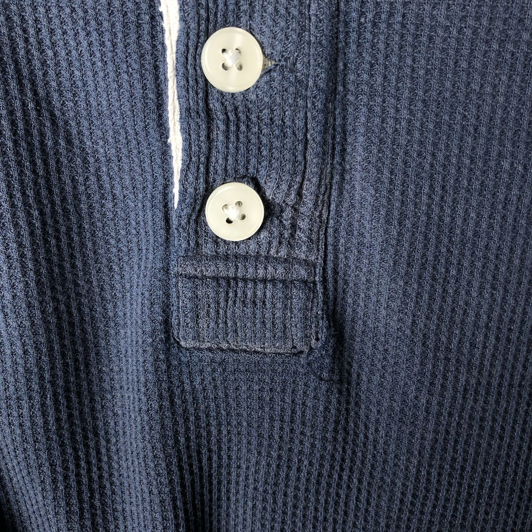 Pierre Cardin Henley neck thermal long T-shirt, men's size M cotton navy blue type Vintage Second Hand