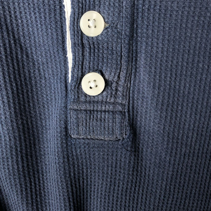 Pierre Cardin Henley neck thermal long T-shirt, men's size M cotton navy blue type Vintage Second Hand