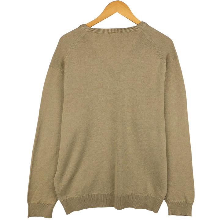 Lacoste V-neck acrylic and wool knit sweater, size 6, men's XL wool Beige type Vintage Second Hand