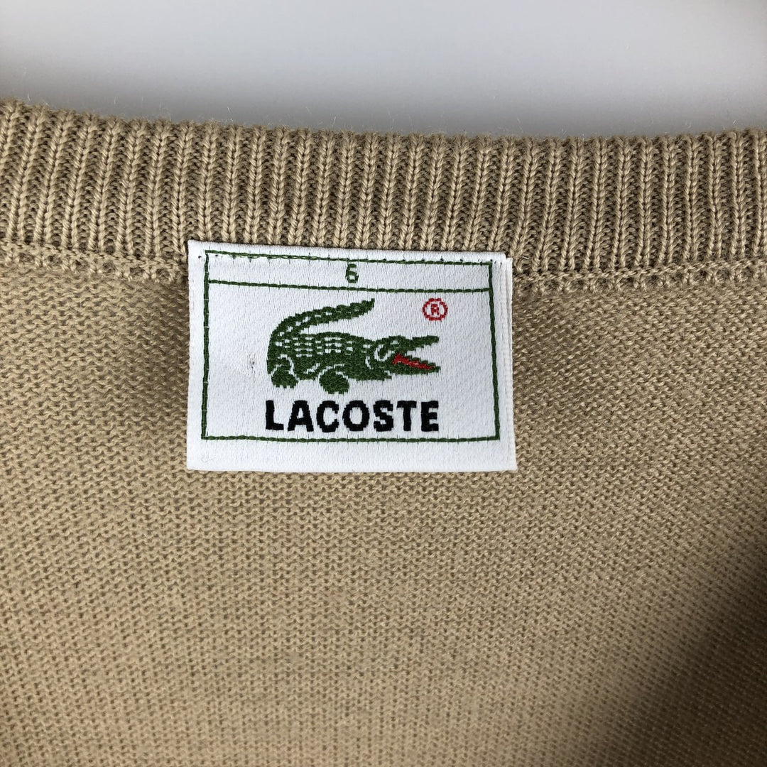Lacoste V-neck acrylic and wool knit sweater, size 6, men's XL wool Beige type Vintage Second Hand