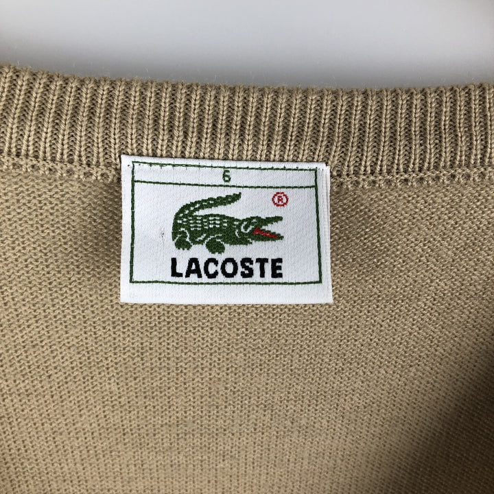 Lacoste V-neck acrylic and wool knit sweater, size 6, men's XL wool Beige type Vintage Second Hand