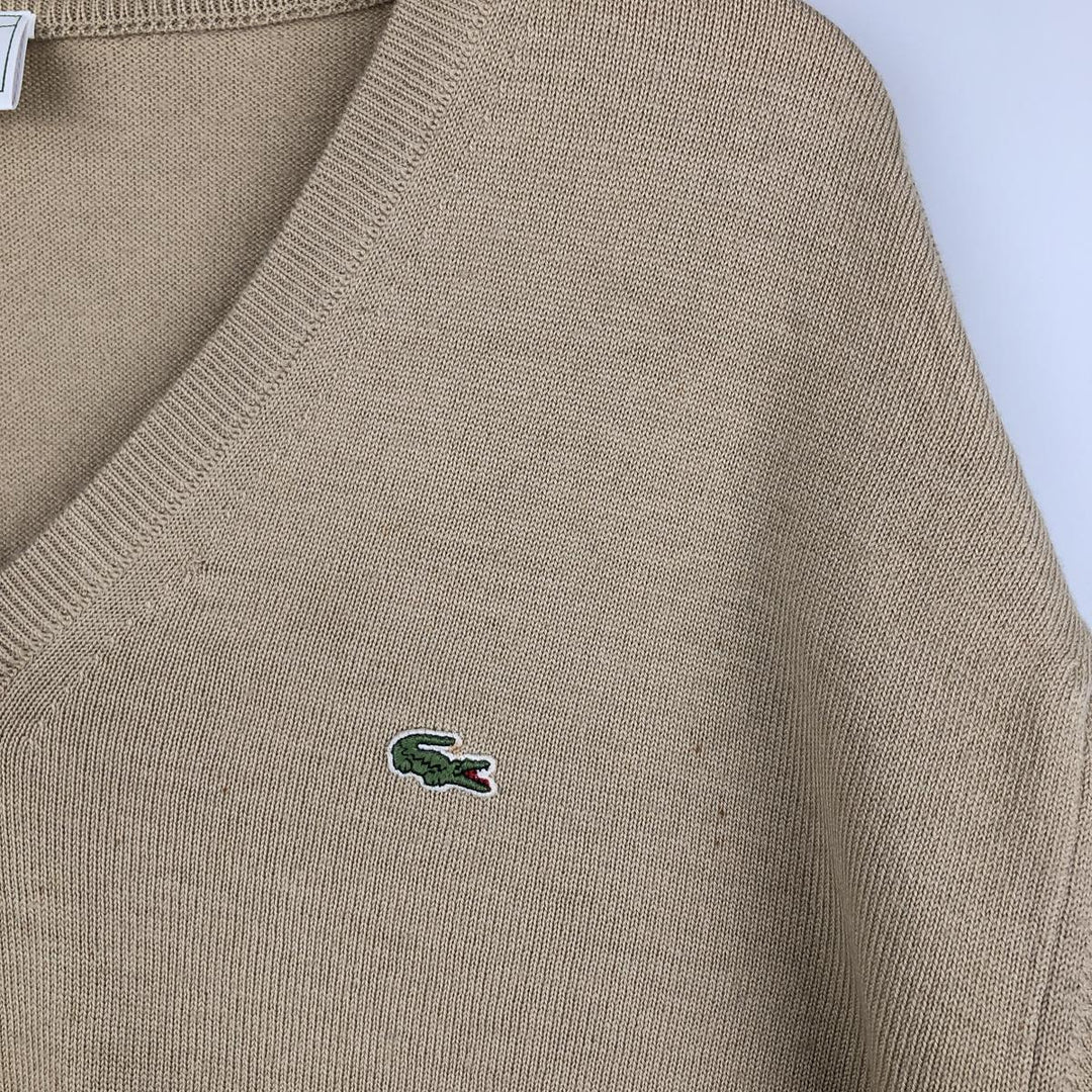 Lacoste V-neck acrylic and wool knit sweater, size 6, men's XL wool Beige type Vintage Second Hand
