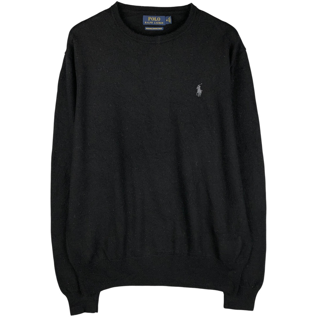 Ralph Lauren POLO RALPH LAUREN merino wool knit sweater, men's size M Merino wool black type Vintage Second Hand