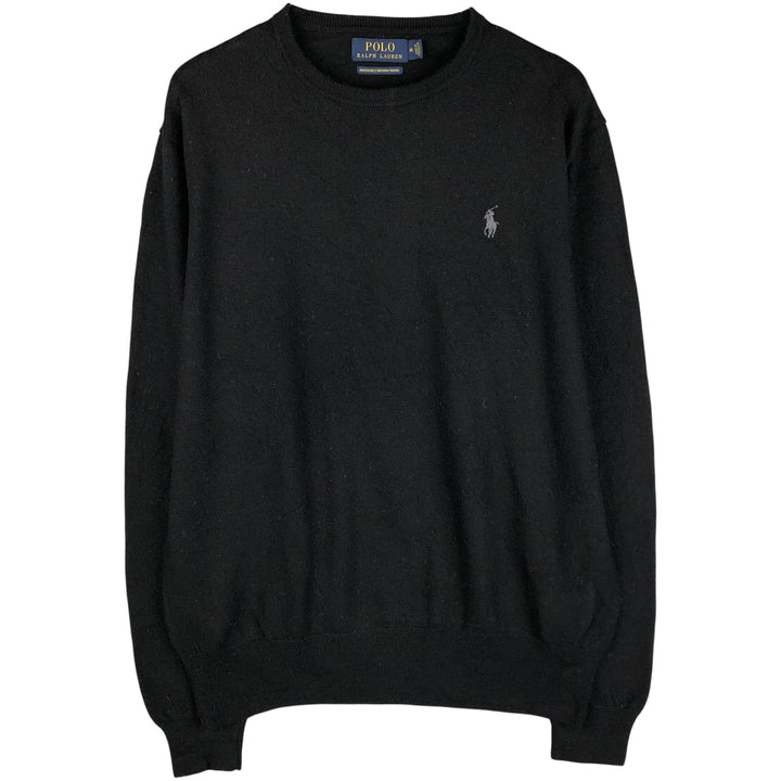 Ralph Lauren POLO RALPH LAUREN merino wool knit sweater, men's size M Merino wool black type Vintage Second Hand