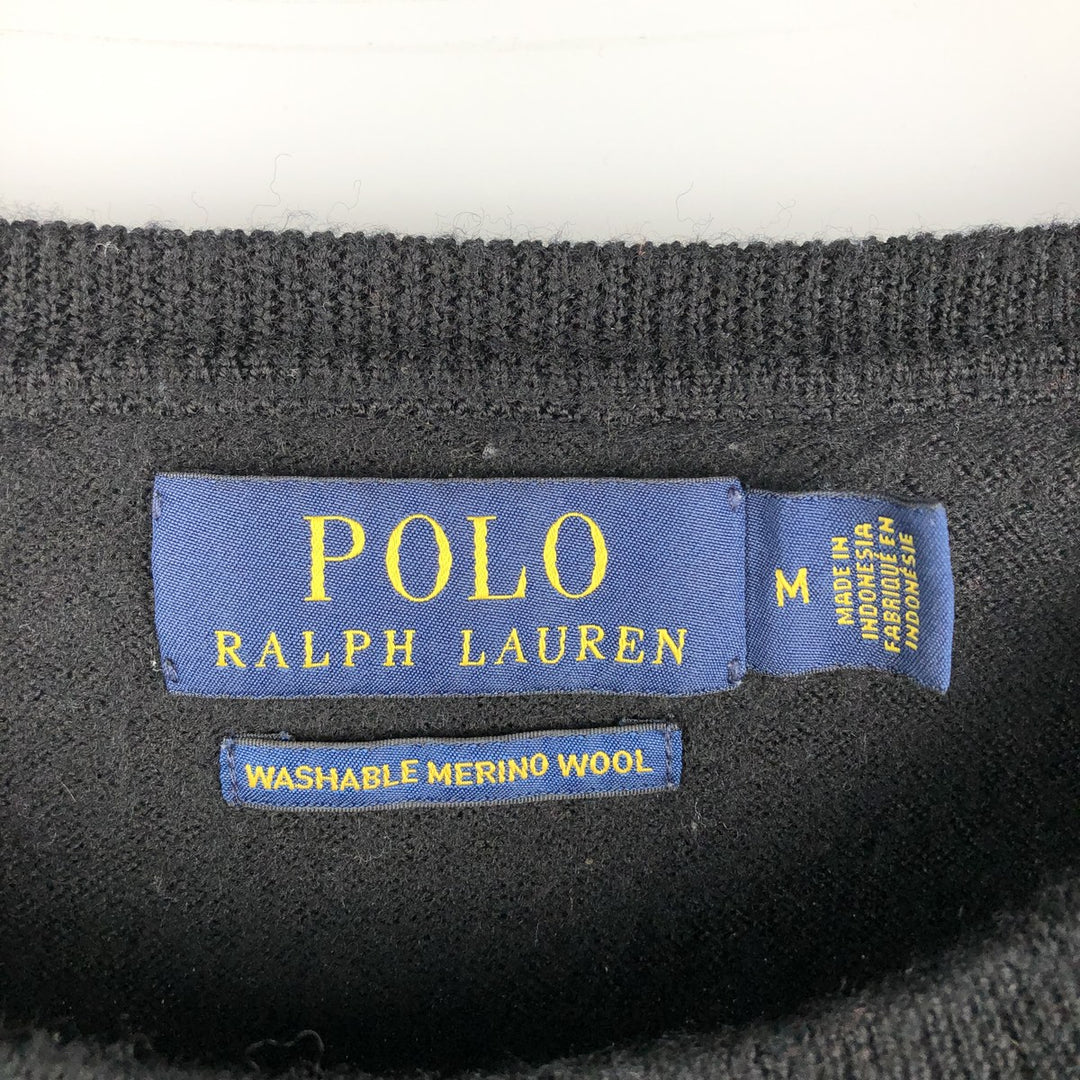 Ralph Lauren POLO RALPH LAUREN merino wool knit sweater, men's size M Merino wool black type Vintage Second Hand