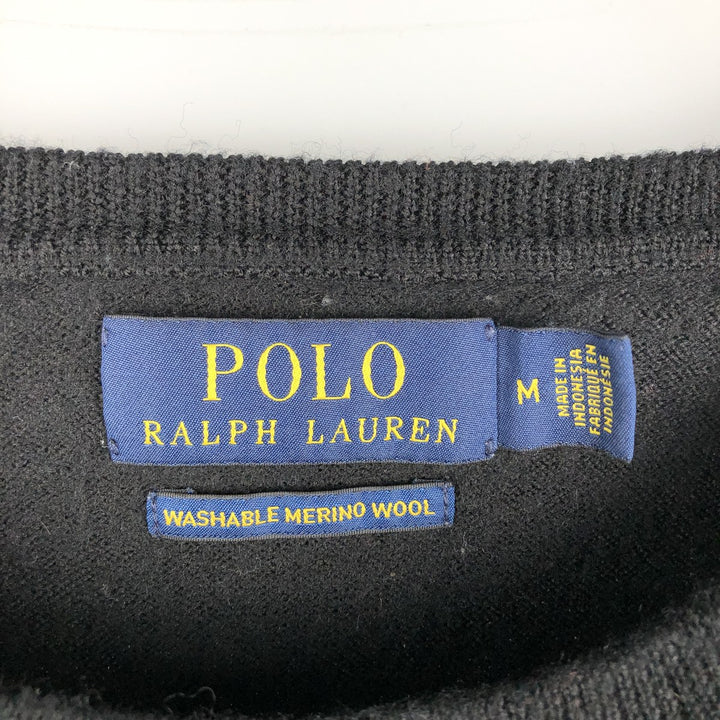 Ralph Lauren POLO RALPH LAUREN merino wool knit sweater, men's size M Merino wool black type Vintage Second Hand