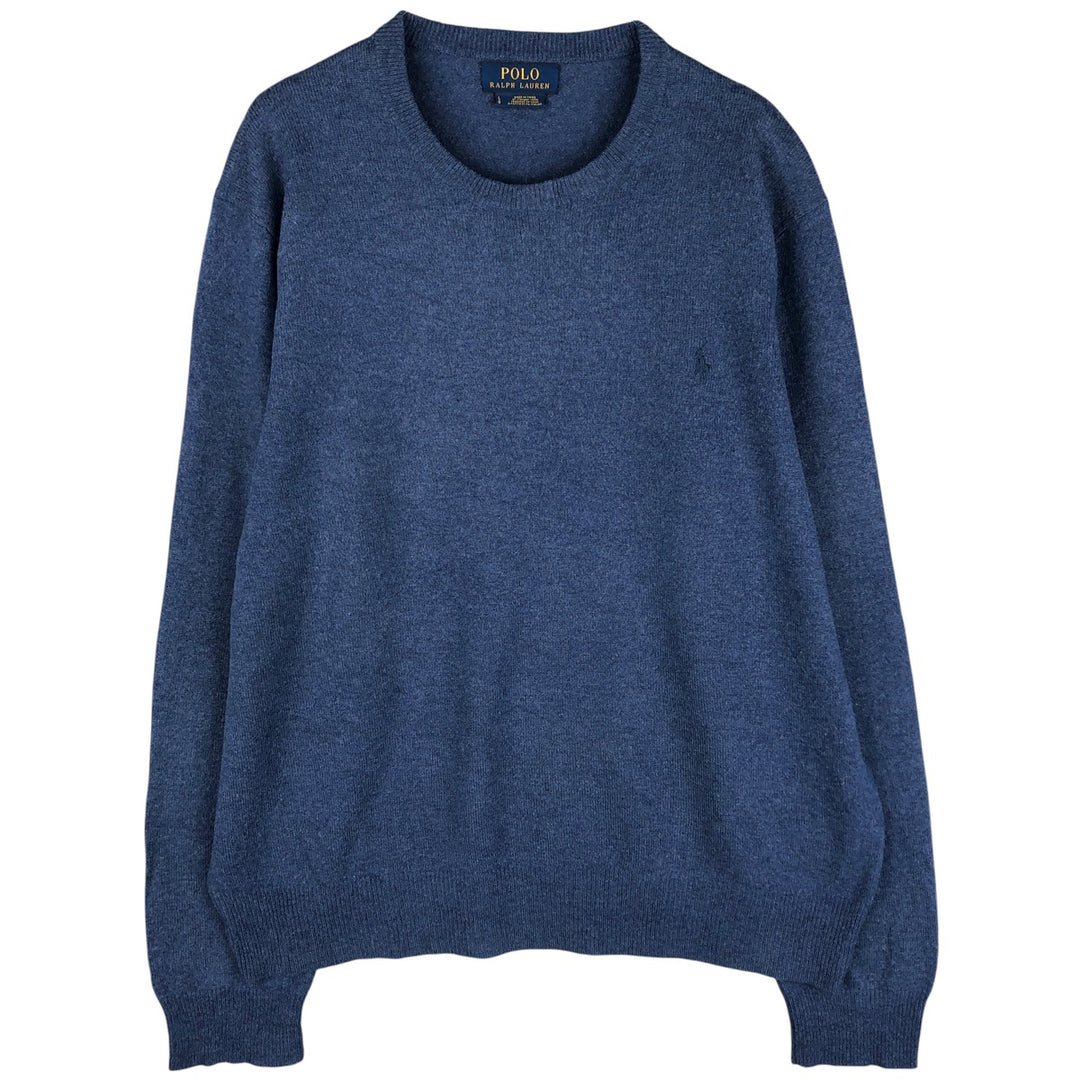 Ralph Lauren POLO RALPH LAUREN merino wool knit sweater, men's size L Merino wool blue type Vintage Second Hand