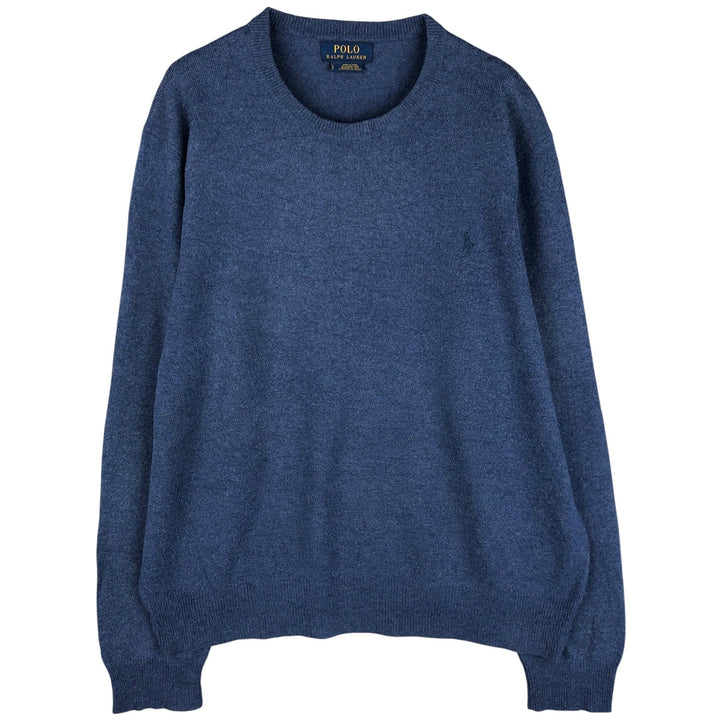 Ralph Lauren POLO RALPH LAUREN merino wool knit sweater, men's size L Merino wool blue type Vintage Second Hand
