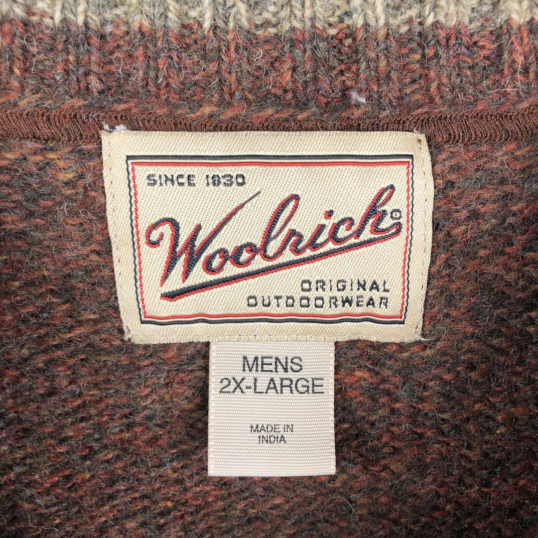 2000'S WOOLRICH Wool Knit Sweater, Men's XXL wool brown type Vintage Second Hand