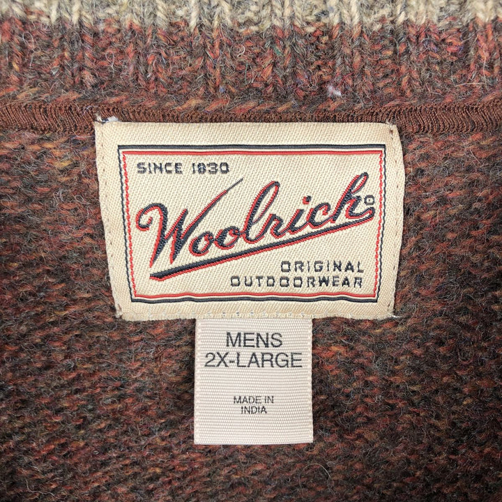 2000'S WOOLRICH Wool Knit Sweater, Men's XXL wool brown type Vintage Second Hand