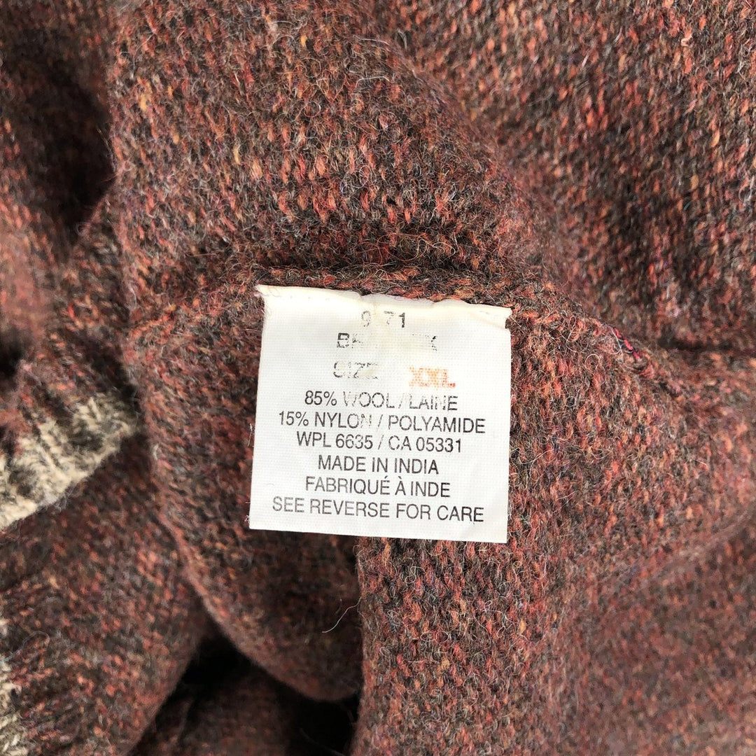 2000'S WOOLRICH Wool Knit Sweater, Men's XXL wool brown type Vintage Second Hand