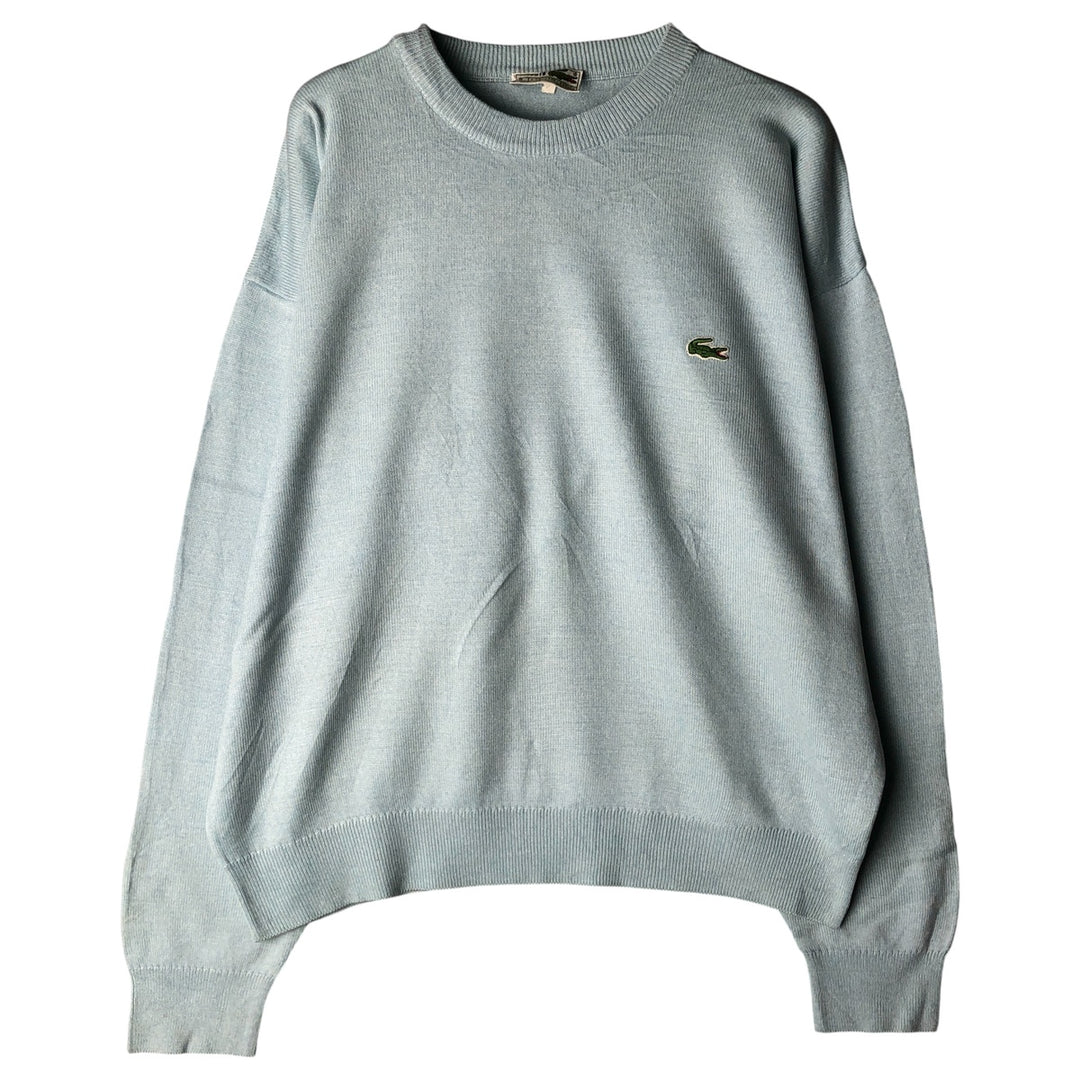 Vintage 1970'S Lacoste wool knit sweater, made in Spain, size 5 (men's L), crew neck. wool Blue type light blue Vintage Second Hand