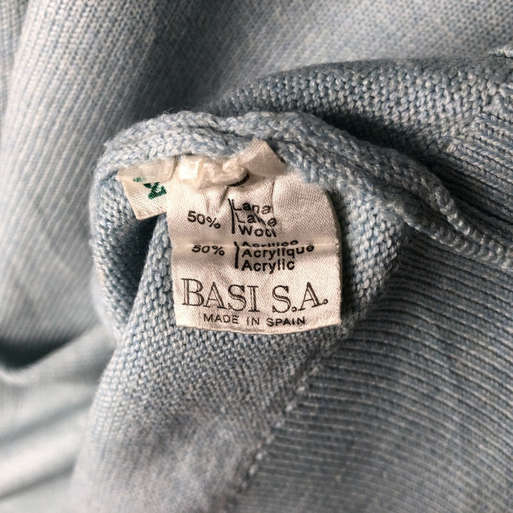 Vintage 1970'S Lacoste wool knit sweater, made in Spain, size 5 (men's L), crew neck. wool Blue type light blue Vintage Second Hand