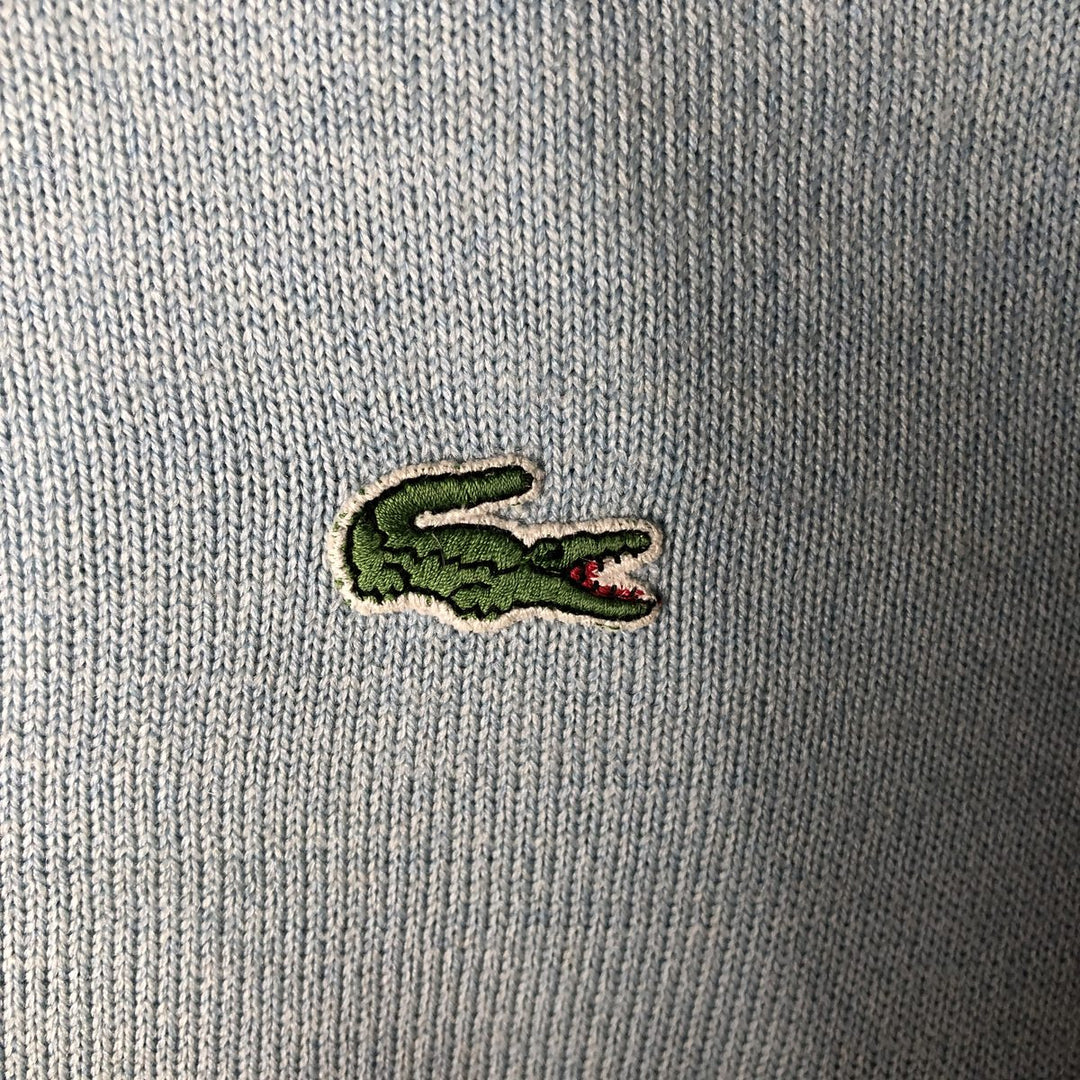 Vintage 1970'S Lacoste wool knit sweater, made in Spain, size 5 (men's L), crew neck. wool Blue type light blue Vintage Second Hand