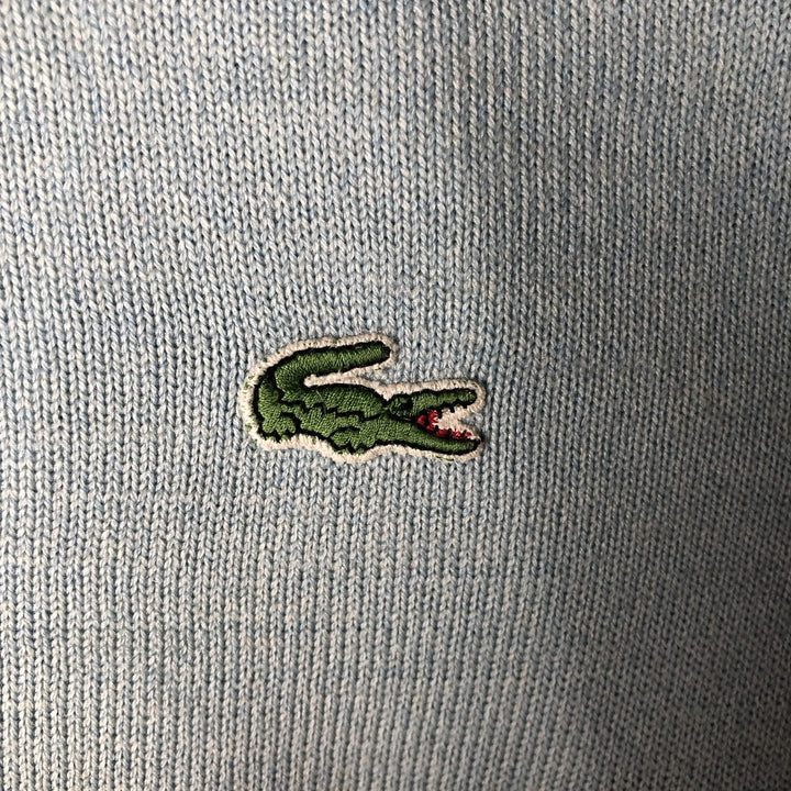 Vintage 1970'S Lacoste wool knit sweater, made in Spain, size 5 (men's L), crew neck. wool Blue type light blue Vintage Second Hand