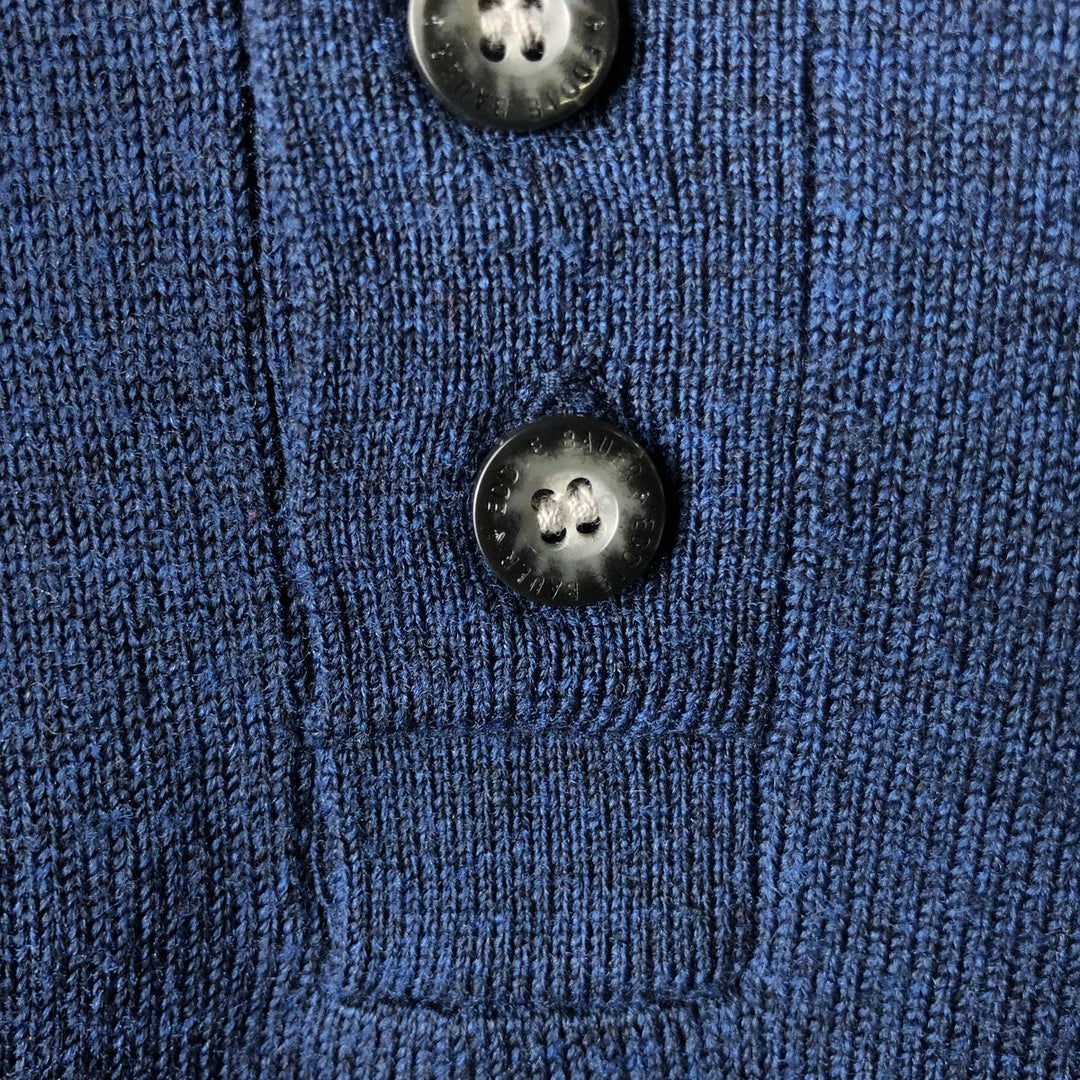 Eddie Bauer polo knit sweater, men's size M Merino wool navy blue type Vintage Second Hand