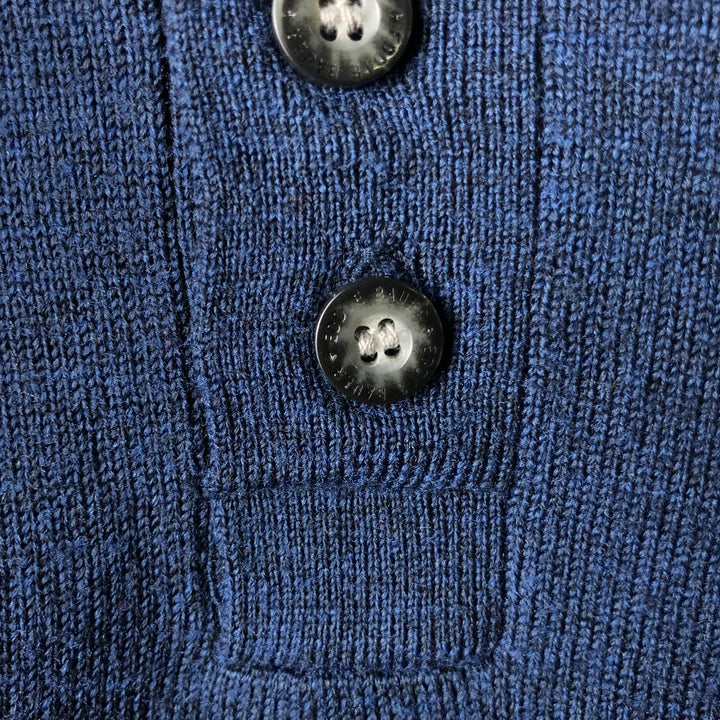 Eddie Bauer polo knit sweater, men's size M Merino wool navy blue type Vintage Second Hand