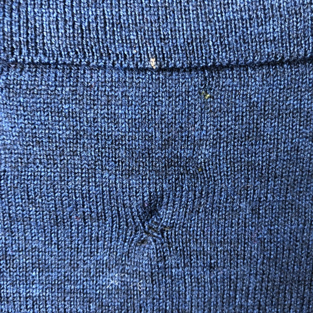 Eddie Bauer polo knit sweater, men's size M Merino wool navy blue type Vintage Second Hand
