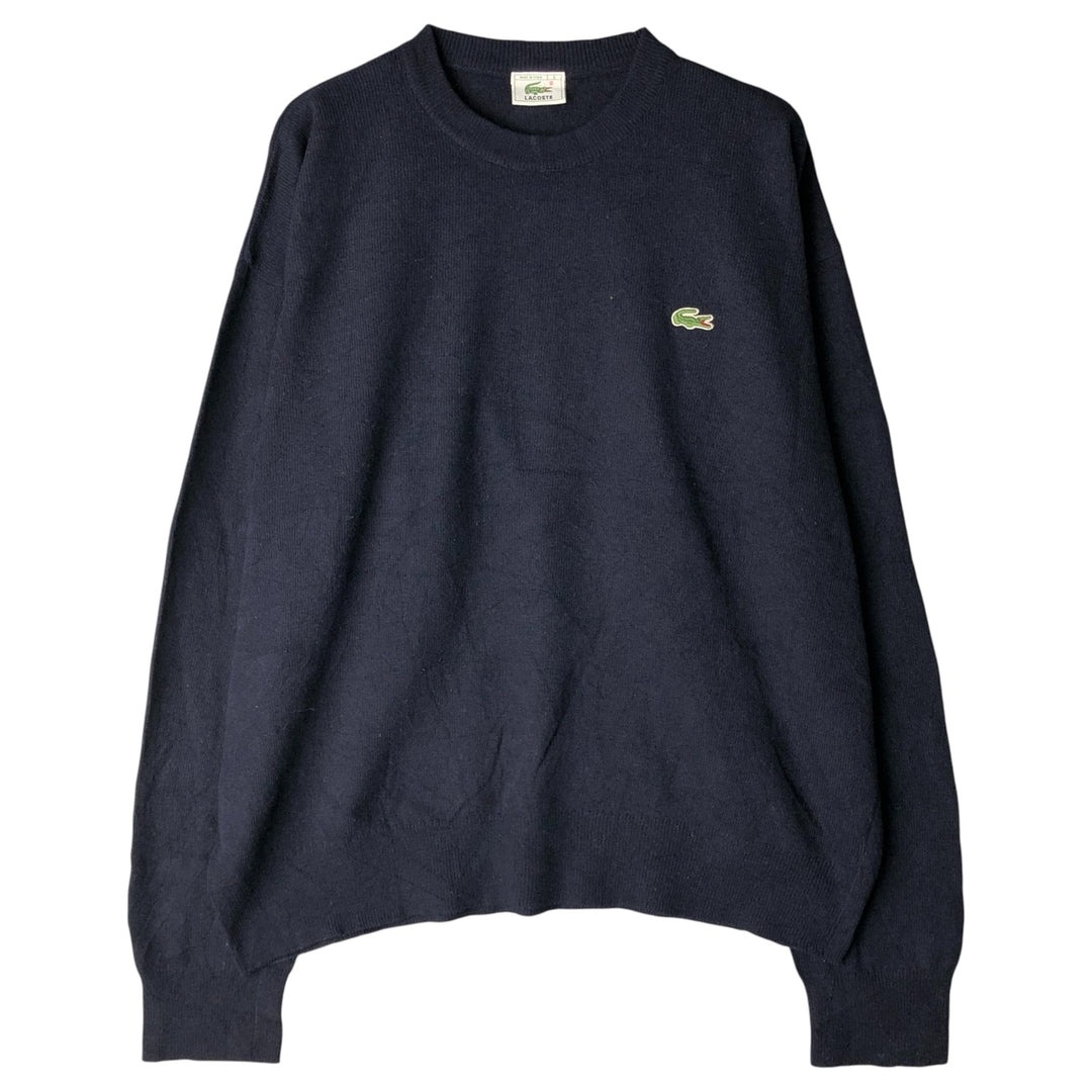 Vintage 90'S Lacoste lambswool knit sweater, Made in Spain, Men's XL Lamb wool navy blue type Vintage Second Hand