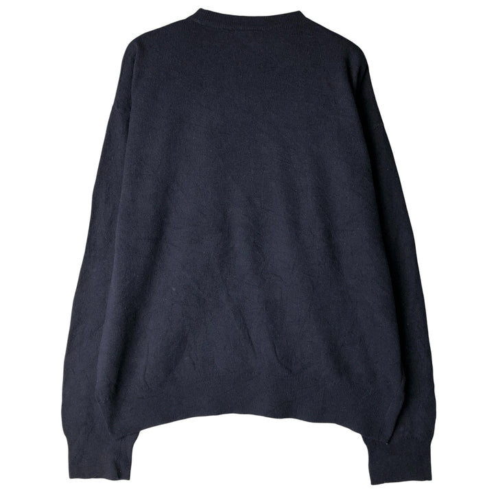 Vintage 90'S Lacoste lambswool knit sweater, Made in Spain, Men's XL Lamb wool navy blue type Vintage Second Hand