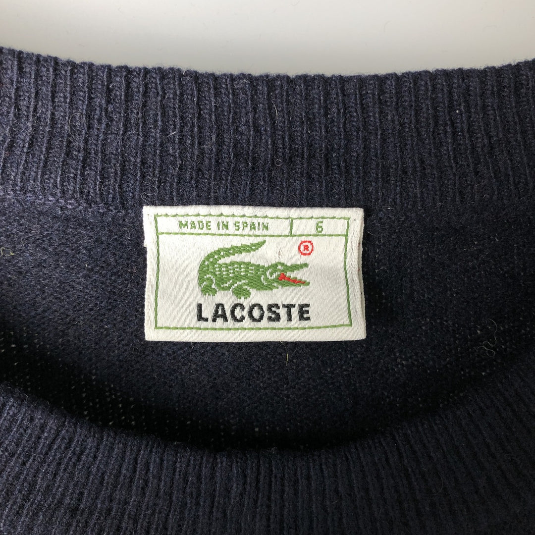 Vintage 90'S Lacoste lambswool knit sweater, Made in Spain, Men's XL Lamb wool navy blue type Vintage Second Hand