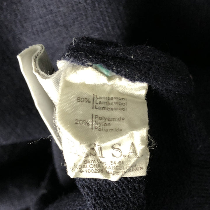 Vintage 90'S Lacoste lambswool knit sweater, Made in Spain, Men's XL Lamb wool navy blue type Vintage Second Hand