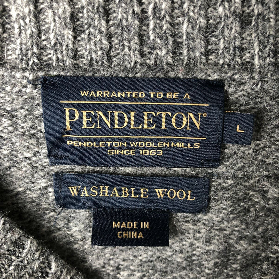 Pendleton wool knit sweater, men's size L unclear gray type Vintage Second Hand