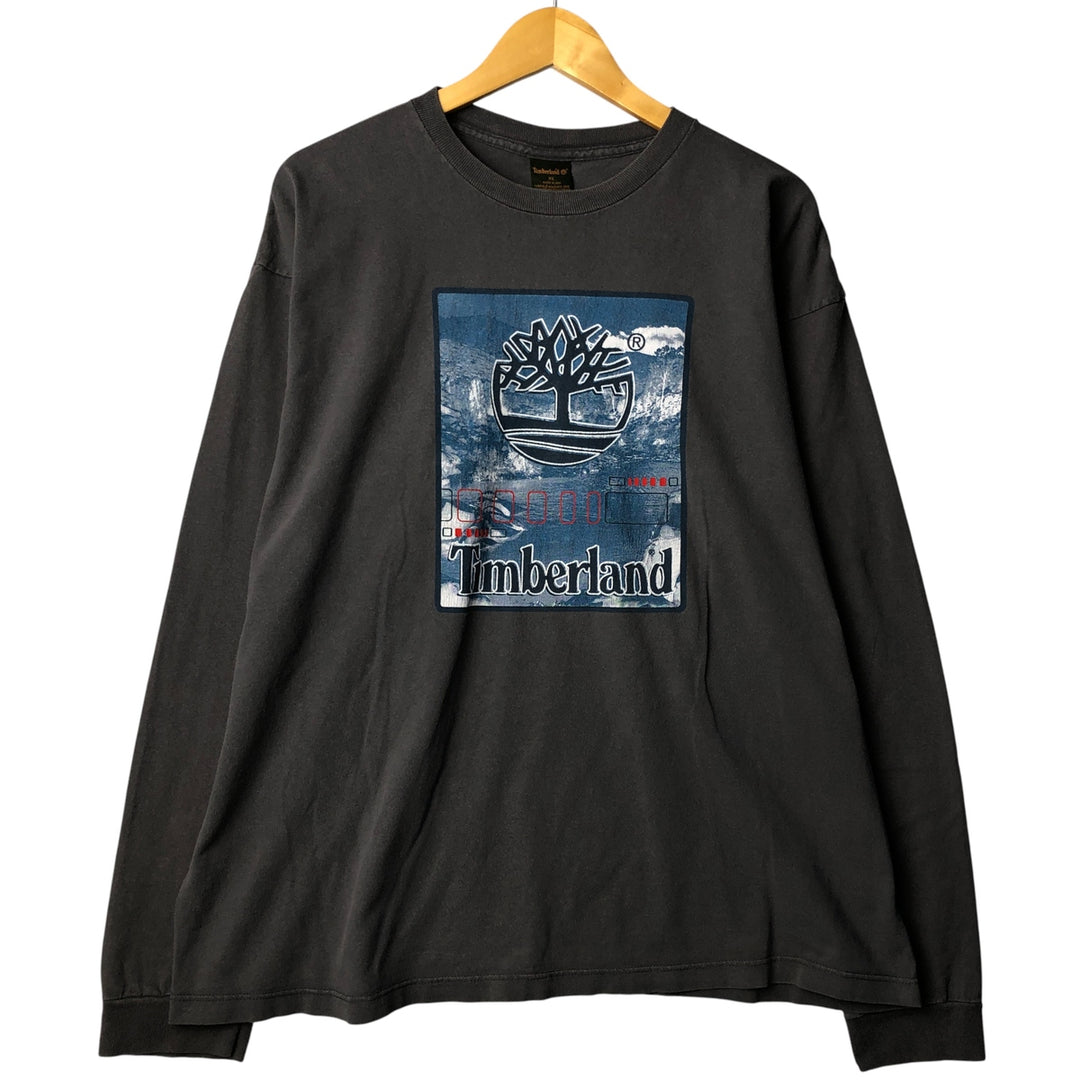 90s-00'S Timberland long-sleeved T-shirt, Made in USA, Men's XL cotton Charcoal Vintage Second Hand