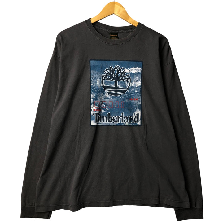 90s-00'S Timberland long-sleeved T-shirt, Made in USA, Men's XL cotton Charcoal Vintage Second Hand
