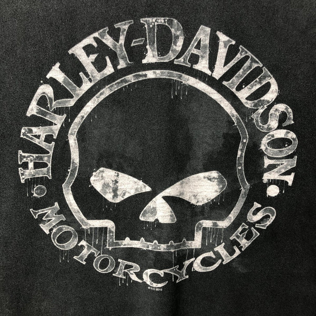 Harley-Davidson Skull Pattern Long T-shirt, Men's L size unclear Charcoal Vintage Second Hand