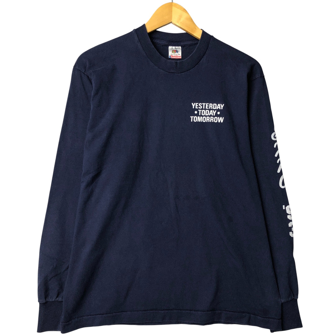 90'S Fruit of the Loom Long Sleeve T-Shirt, Made in USA, Men's Size L, Vintage cotton navy blue type Vintage Second Hand