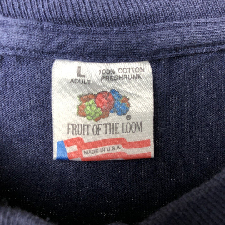 90'S Fruit of the Loom Long Sleeve T-Shirt, Made in USA, Men's Size L, Vintage cotton navy blue type Vintage Second Hand