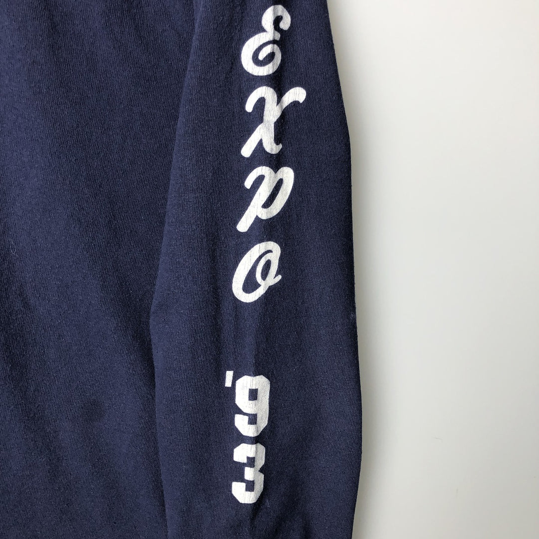 90'S Fruit of the Loom Long Sleeve T-Shirt, Made in USA, Men's Size L, Vintage cotton navy blue type Vintage Second Hand